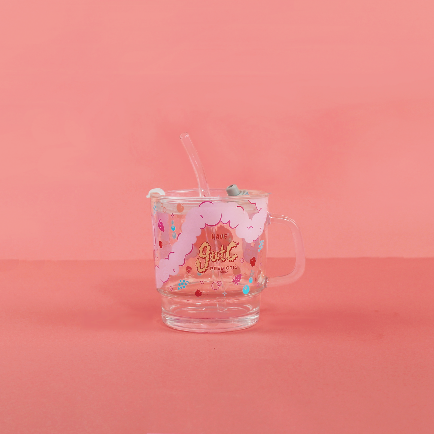 Gutzy Glass Cup with Glass Straw