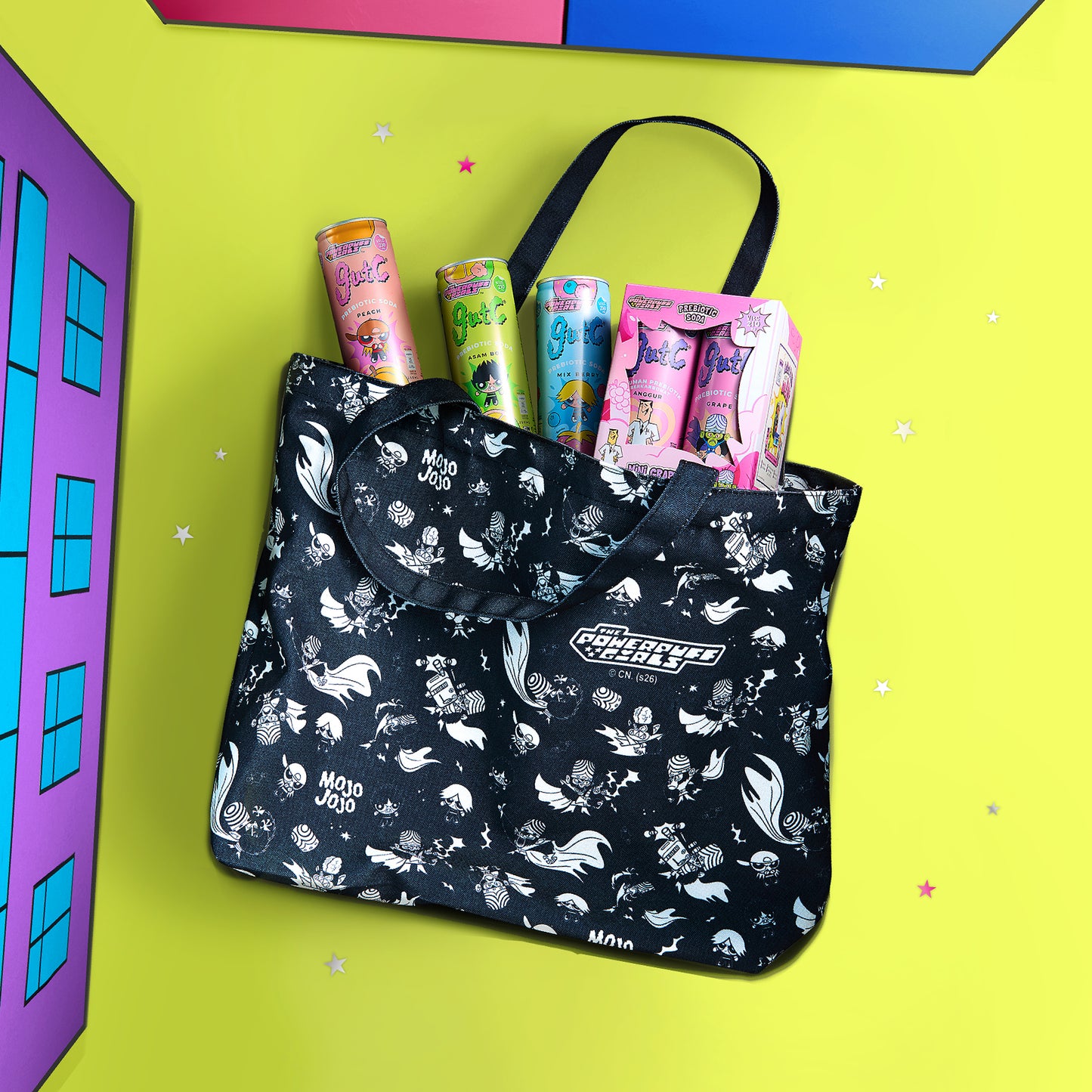 gutC &The Powerpuff Girls Combo Mix Pack (24 x 250ml) with FREE Tote Bag