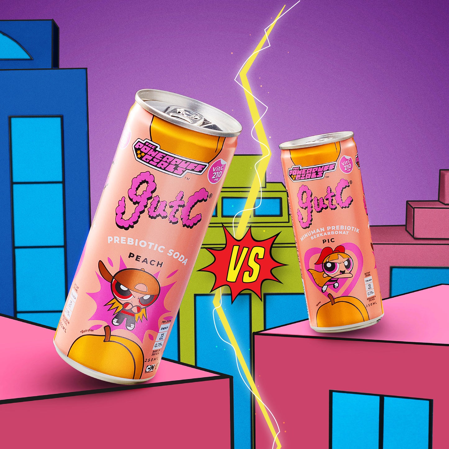 gutC & The Powerpuff Girls Double Mini Peach Pack (8 x 250ml)