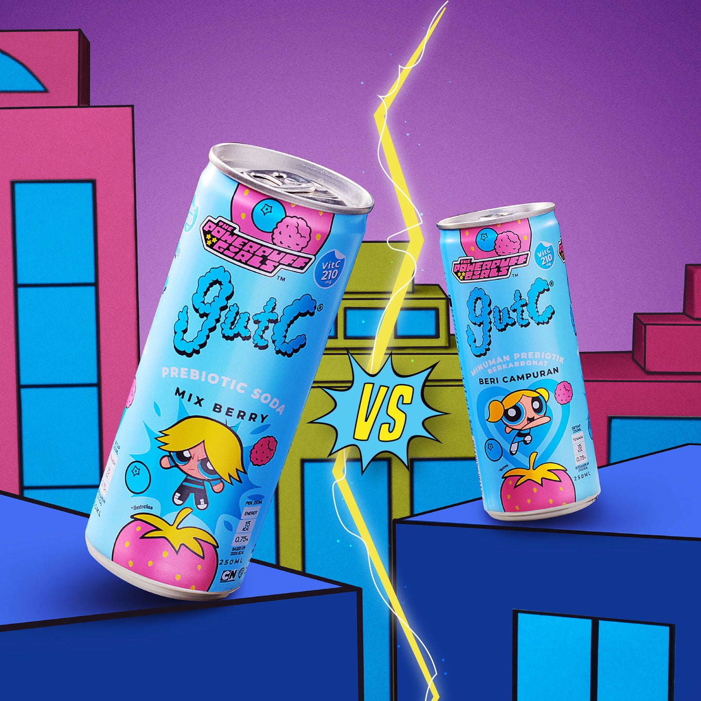 gutC & The Powerpuff Girls Double Mini Mix Berry Pack (8 x 250ml)