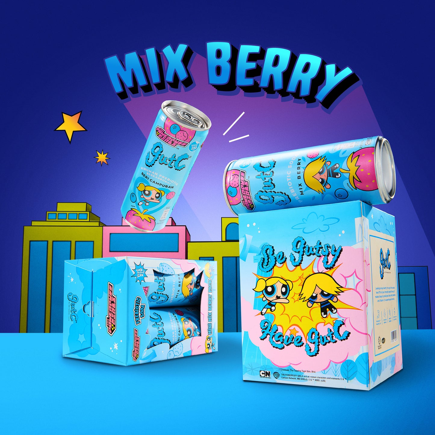 gutC & The Powerpuff Girls Double Mini Mix Berry Pack (8 x 250ml)