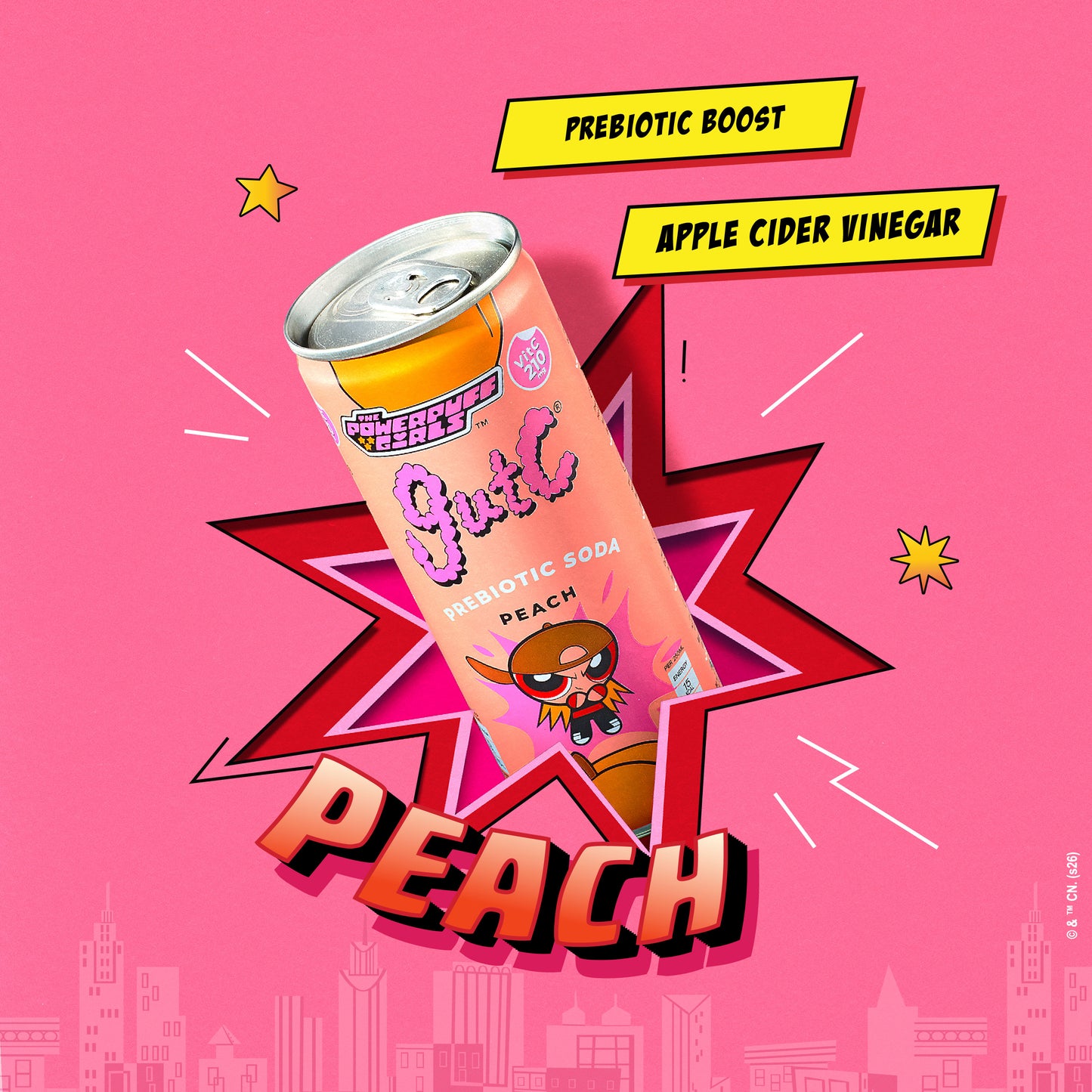 gutC & The Powerpuff Girls Peach (12 x 250ml)
