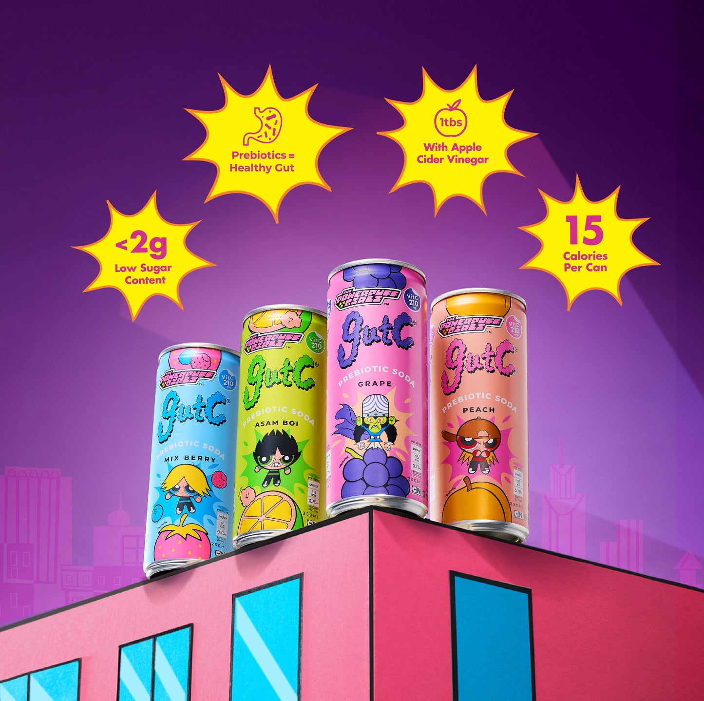 gutC & The Powerpuff Girls Double Mini Peach Pack (8 x 250ml)
